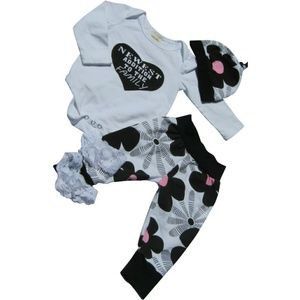 Infant baby girl 3 piece flower print clothing set